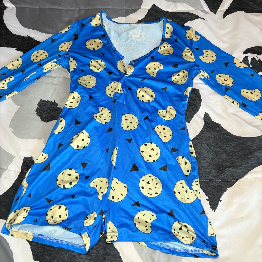 Blue Cookie Print Kids Pajamas
